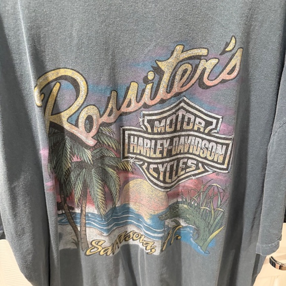 VTG Harley Davidson Rossiter's Sarasota FL Distressed Graphic Tee Size XL - Picture 12 of 16